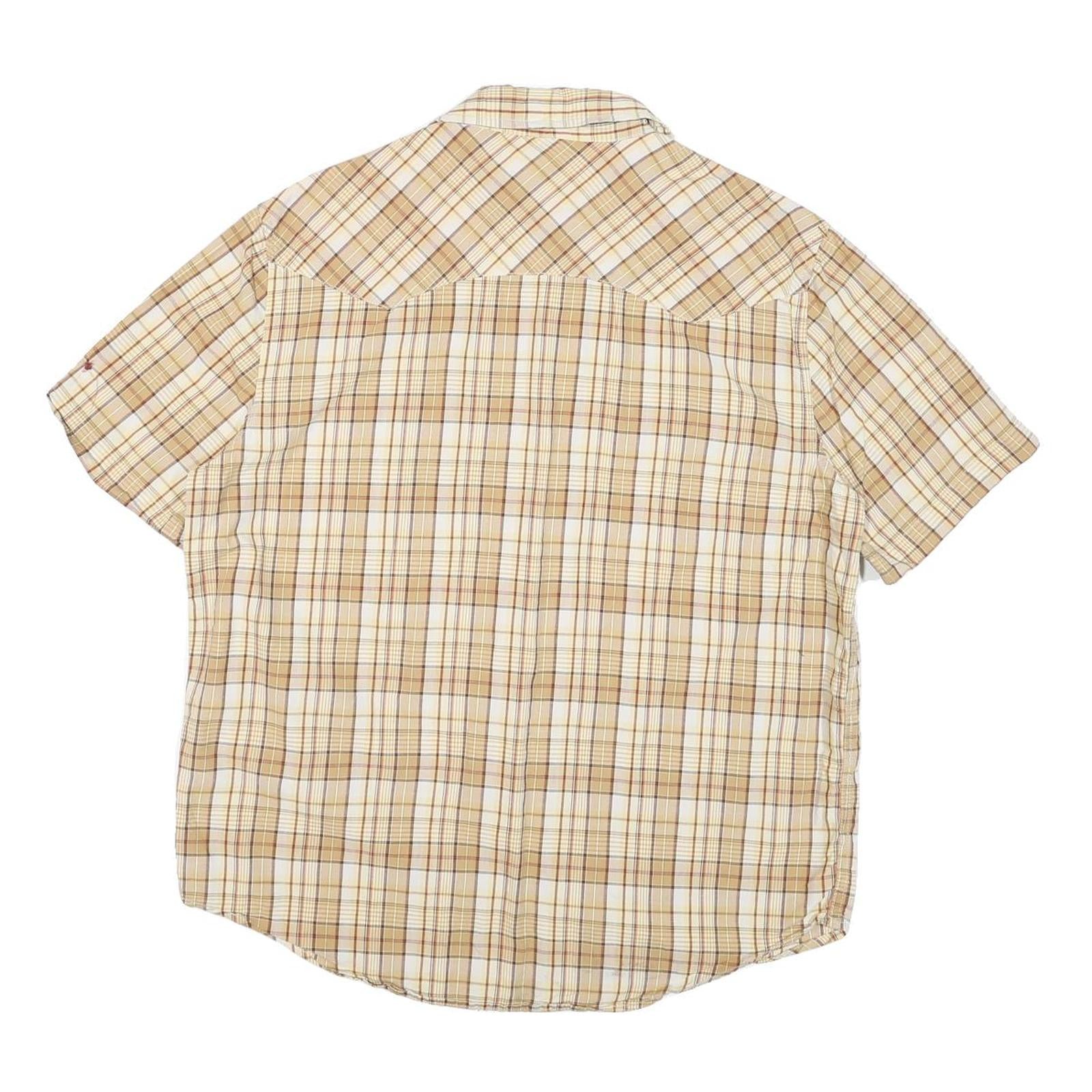 LEVI'S Mens Beige & Brown Check Shirt Cotton Blend L Casual Short Sleeve