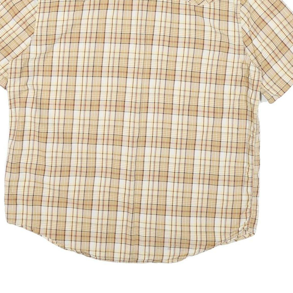 LEVI'S Mens Beige & Brown Check Shirt Cotton Blend L Casual Short Sleeve