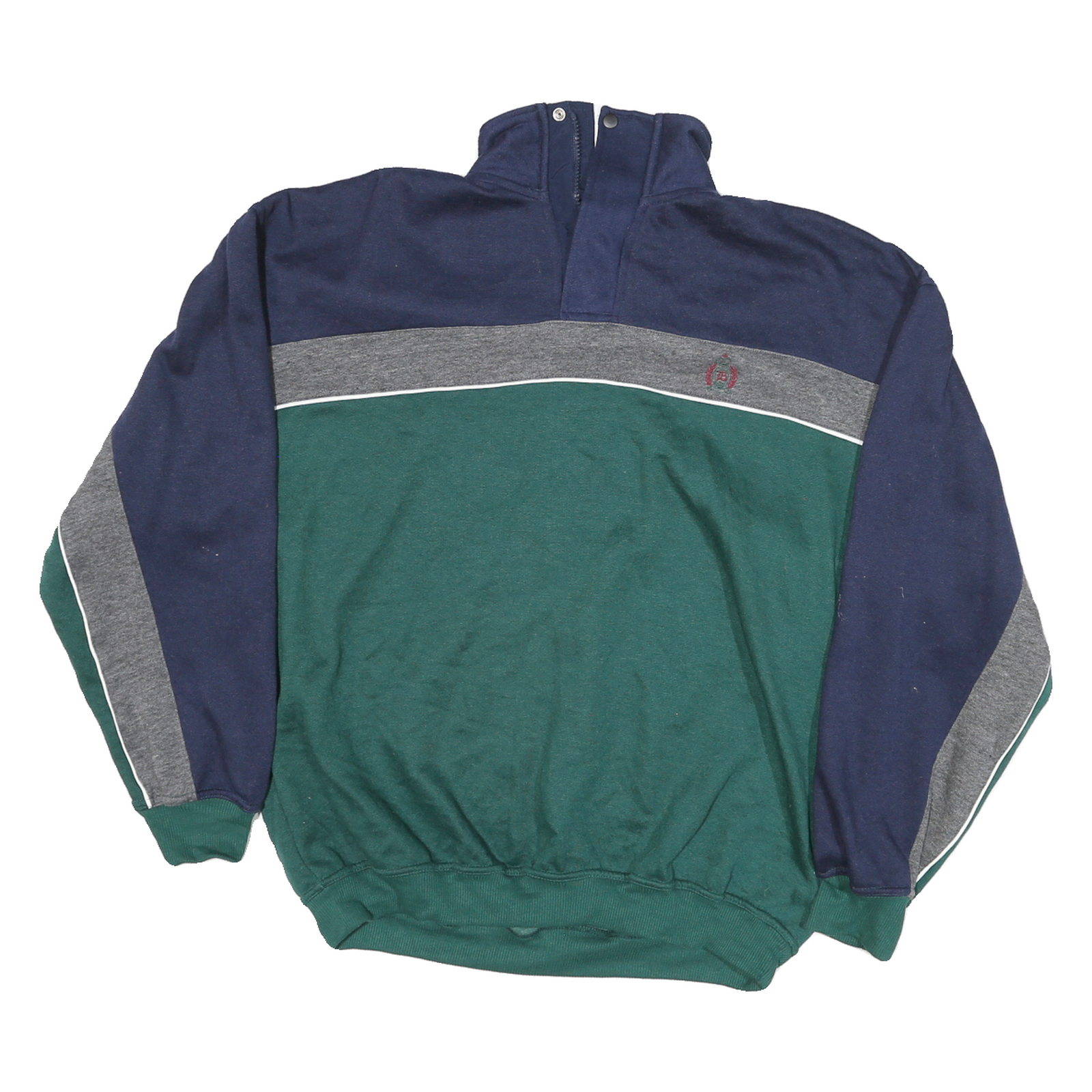 BUGLE BOY Mens Blue & Green Colourblock Pullover Sweatshirt M Cotton Blend