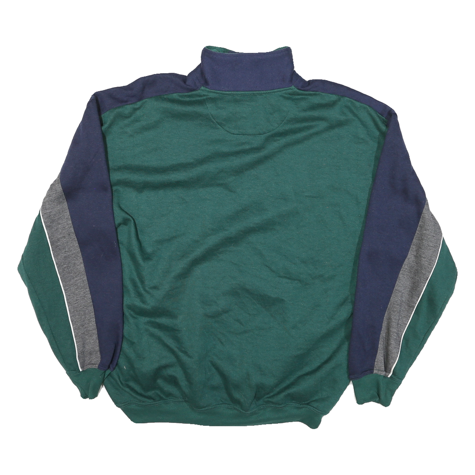 BUGLE BOY Mens Blue & Green Colourblock Pullover Sweatshirt M Cotton Blend