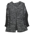 Womens Black & Grey Tweed Textured Jacket S Faux Leather Sleeves Open Front