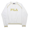 FILA Womens White & Gold Sweatshirt Crew Neck S Cotton Blend Logo Pullover