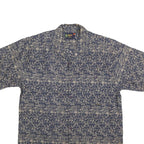 BAY CREEK Mens Blue Patterned Cotton Blend Shirt L Casual Summer Hawaiian Style