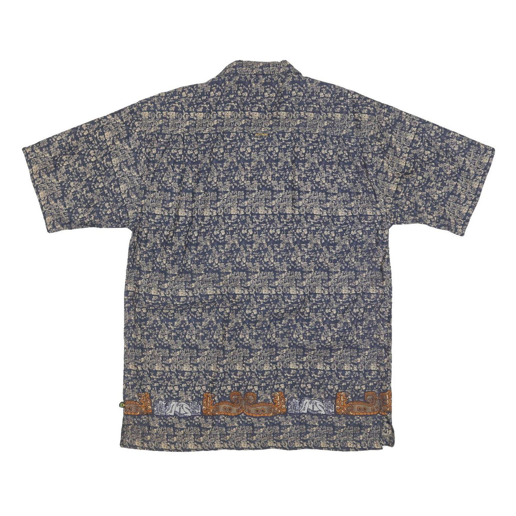 BAY CREEK Mens Blue Patterned Cotton Blend Shirt L Casual Summer Hawaiian Style