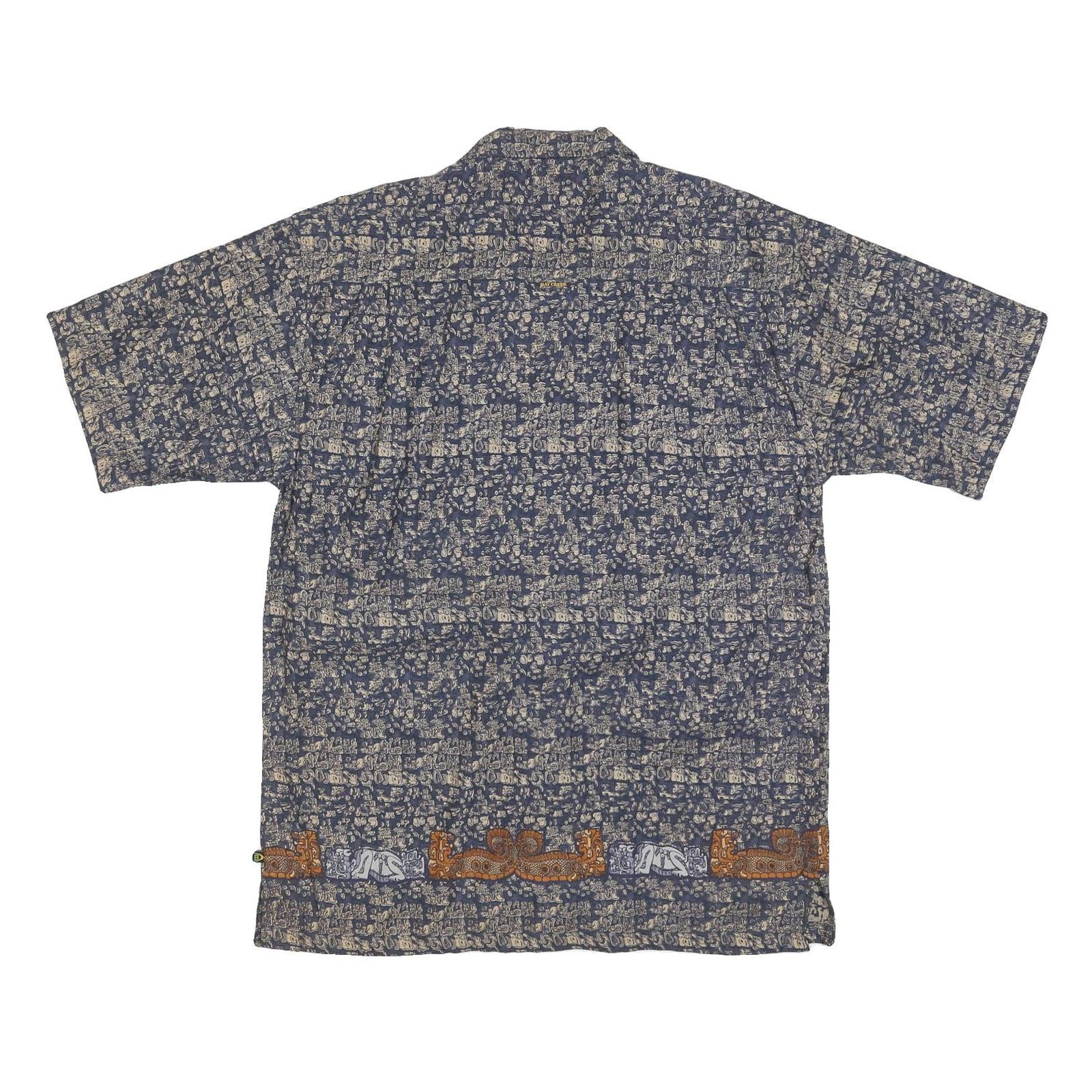 BAY CREEK Mens Blue Patterned Cotton Blend Shirt L Casual Summer Hawaiian Style