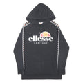 ELLESSE Mens Black Cotton Blend Hoodie XS Logo Tape Sleeve Heritage Pullover