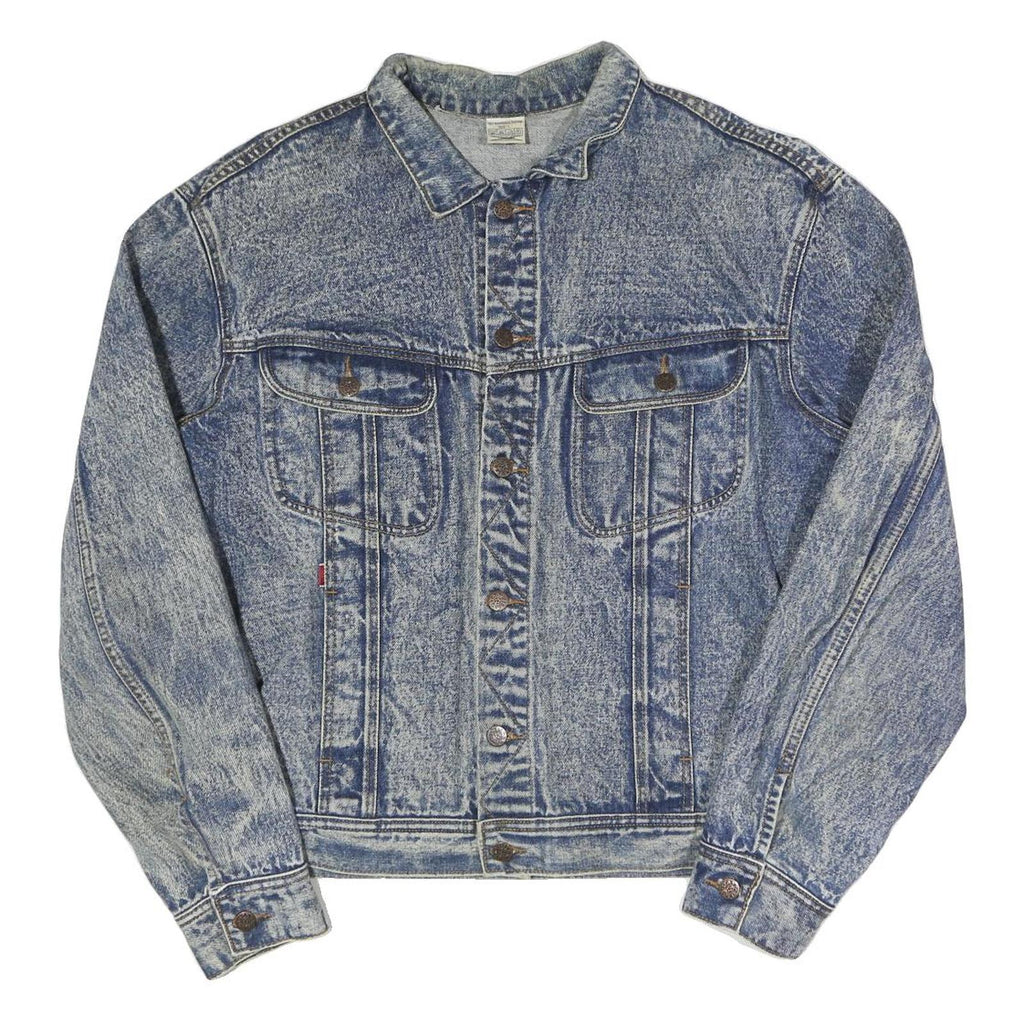 STAND Mens Blue Denim Jacket L Cotton Blend Button Front Classic Casual