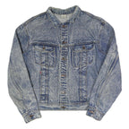 STAND Mens Blue Denim Jacket L Cotton Blend Button Front Classic Casual