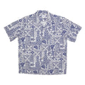 HAWAII Mens Blue & White Patterned Cotton Blend Shirt L Hawaiian Style