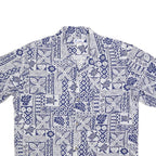 HAWAII Mens Blue & White Patterned Cotton Blend Shirt L Hawaiian Style