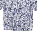 HAWAII Mens Blue & White Patterned Cotton Blend Shirt L Hawaiian Style