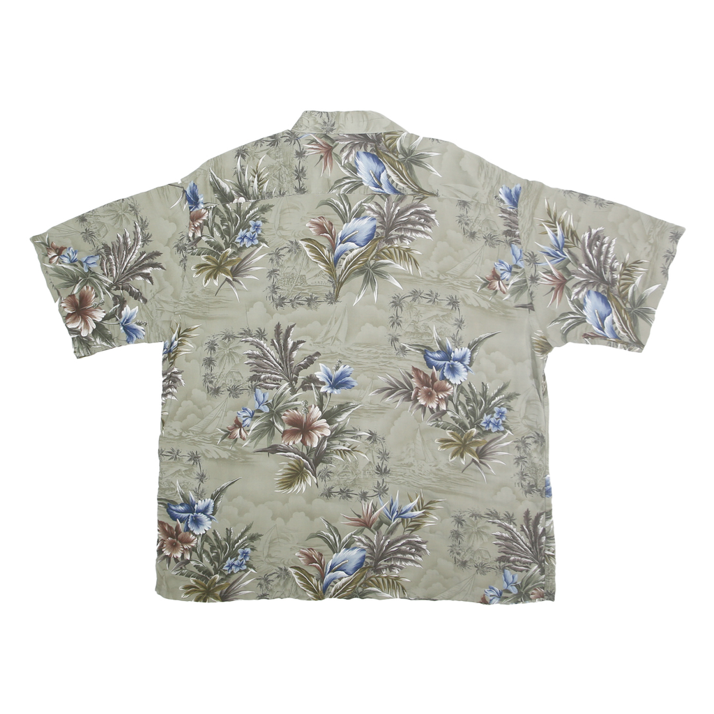 PIERRE CARDIN Mens Beige Floral Rayon Shirt 2XL Short Sleeve Tropical Print
