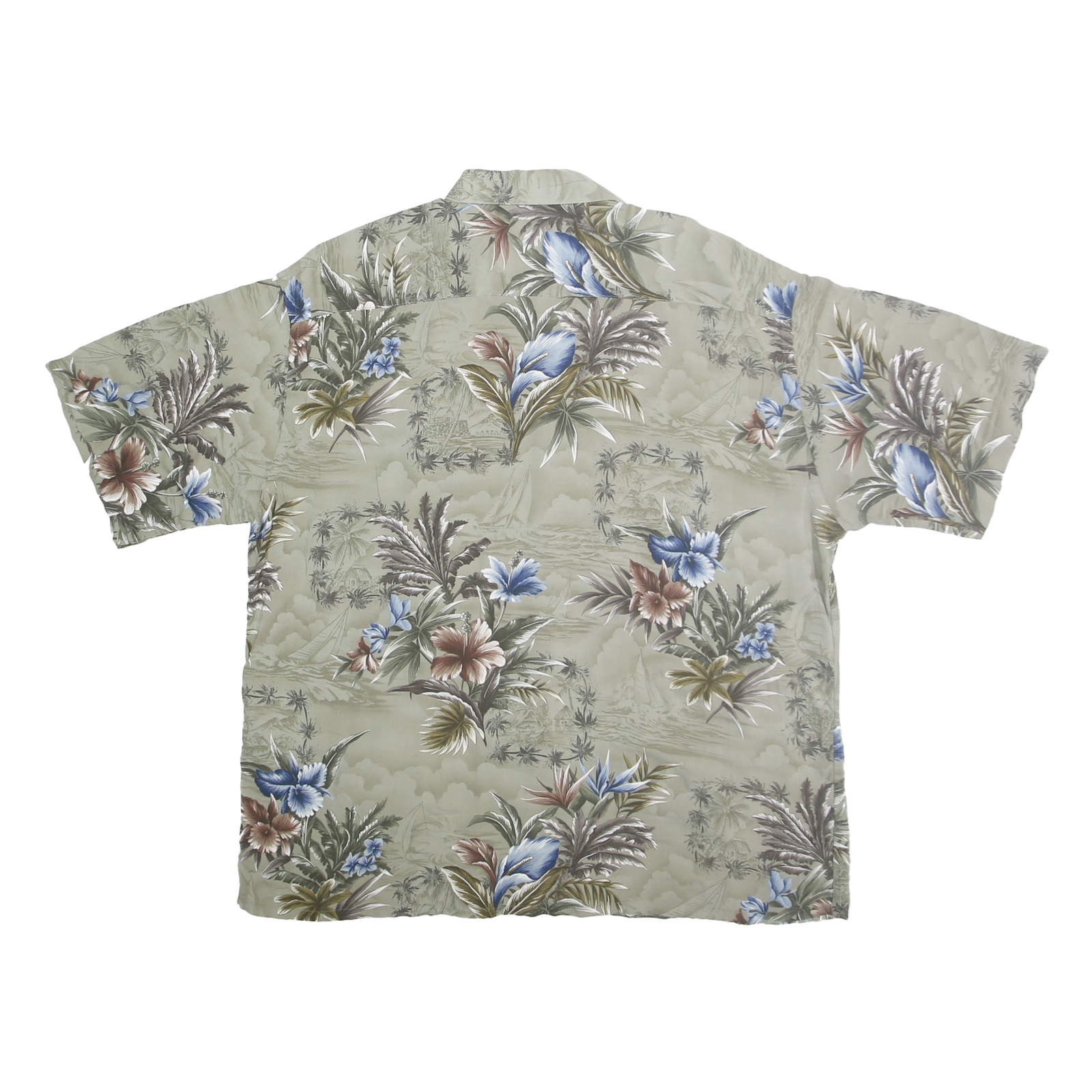 PIERRE CARDIN Mens Beige Floral Rayon Shirt 2XL Short Sleeve Tropical Print