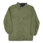 Mens Green Plain Casual Jacket XS Polyester Blend Zip Front Military Style