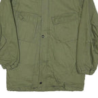 Mens Green Plain Casual Jacket XS Polyester Blend Zip Front Military Style