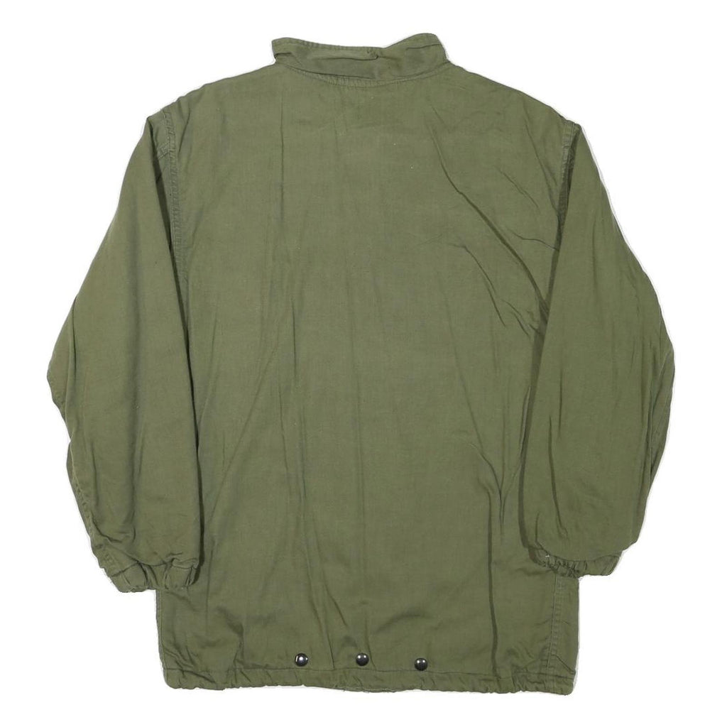 Mens Green Plain Casual Jacket XS Polyester Blend Zip Front Military Style