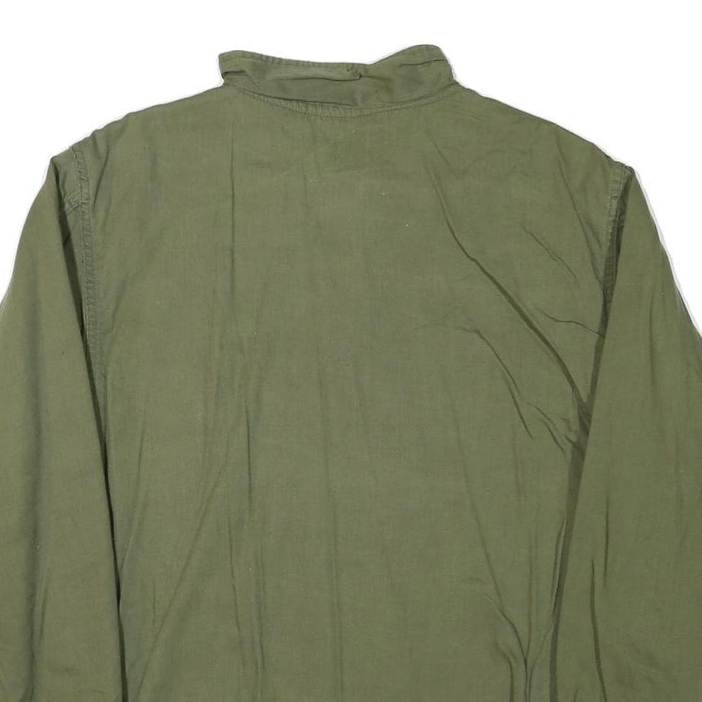 Mens Green Plain Casual Jacket XS Polyester Blend Zip Front Military Style