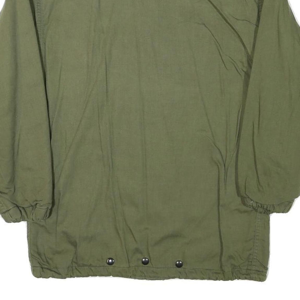 Mens Green Plain Casual Jacket XS Polyester Blend Zip Front Military Style