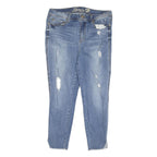 SEVEN Womens Regular Blue Denim Light Wash Jeans W34 L25 Distressed Zip