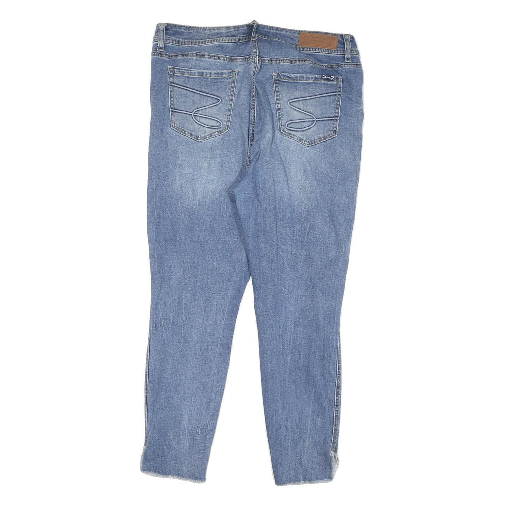 SEVEN Womens Regular Blue Denim Light Wash Jeans W34 L25 Distressed Zip