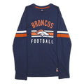 MAJESTIC Mens Blue Broncos Football Long Sleeve Crew Neck T-Shirt L