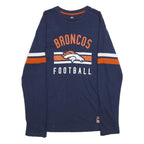 MAJESTIC Mens Blue Broncos Football Long Sleeve Crew Neck T-Shirt L
