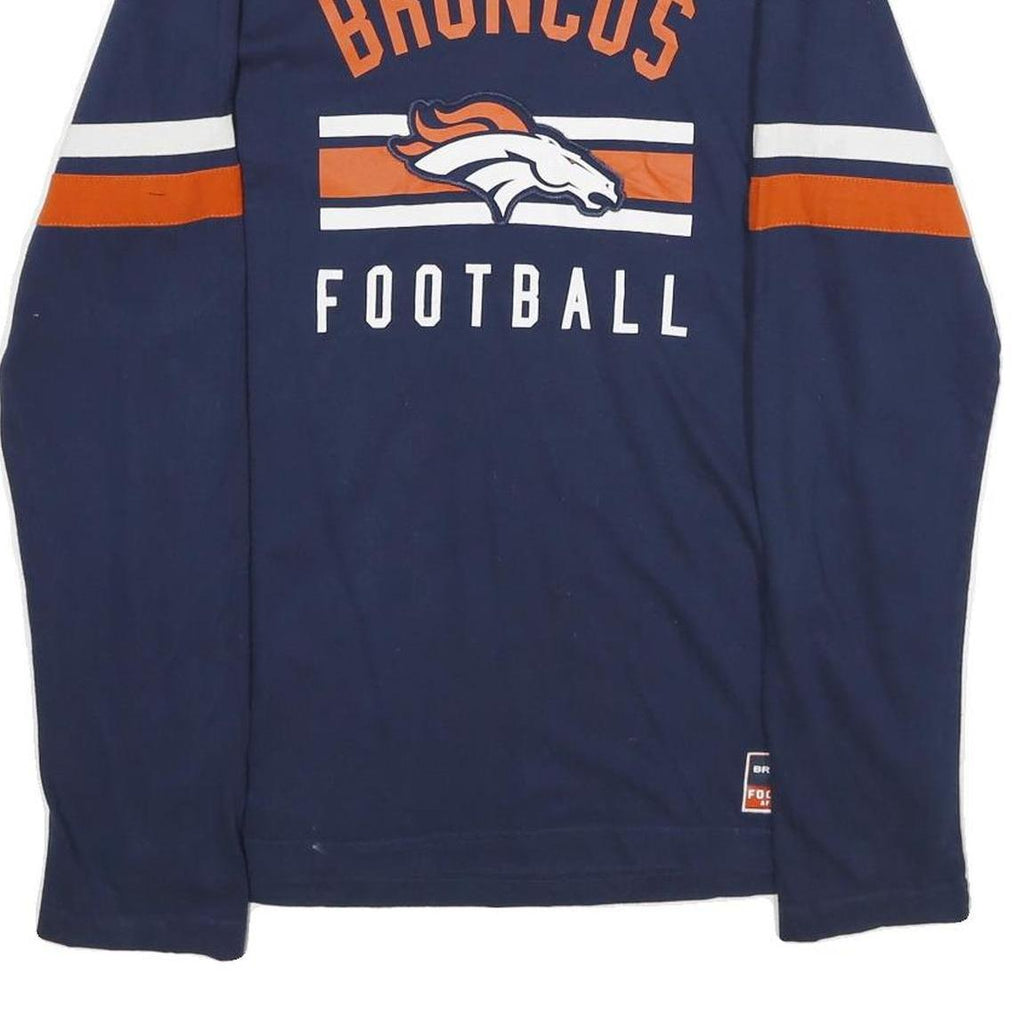 MAJESTIC Mens Blue Broncos Football Long Sleeve Crew Neck T-Shirt L