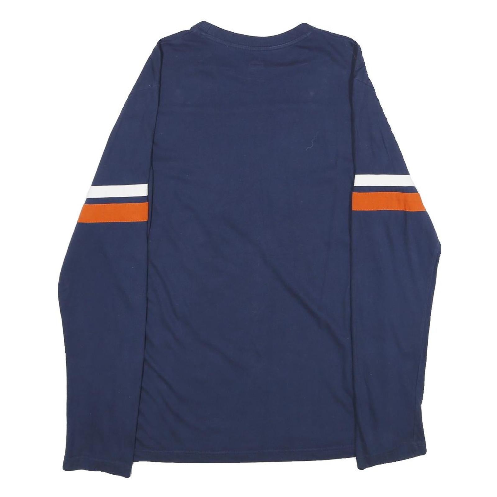 MAJESTIC Mens Blue Broncos Football Long Sleeve Crew Neck T-Shirt L