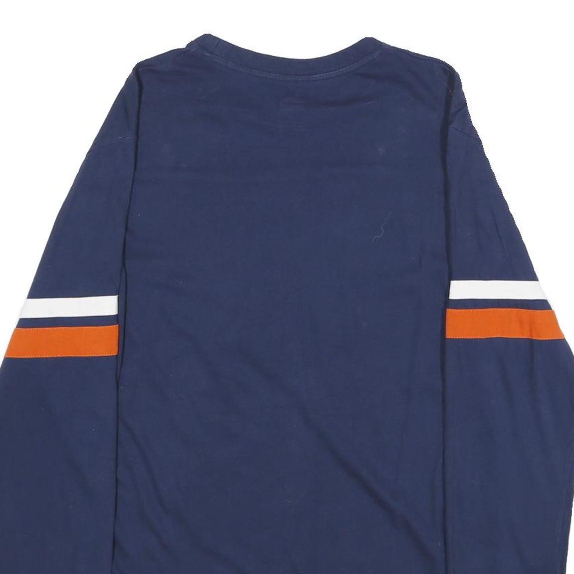 MAJESTIC Mens Blue Broncos Football Long Sleeve Crew Neck T-Shirt L