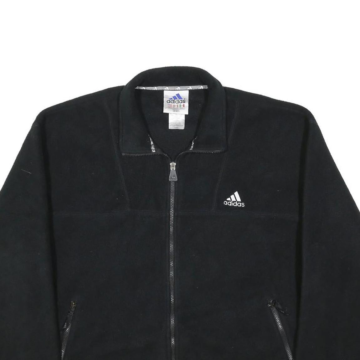 ADIDAS Mens Black Zip Jacket L Polyester Plain Sportswear Casual Lightweight