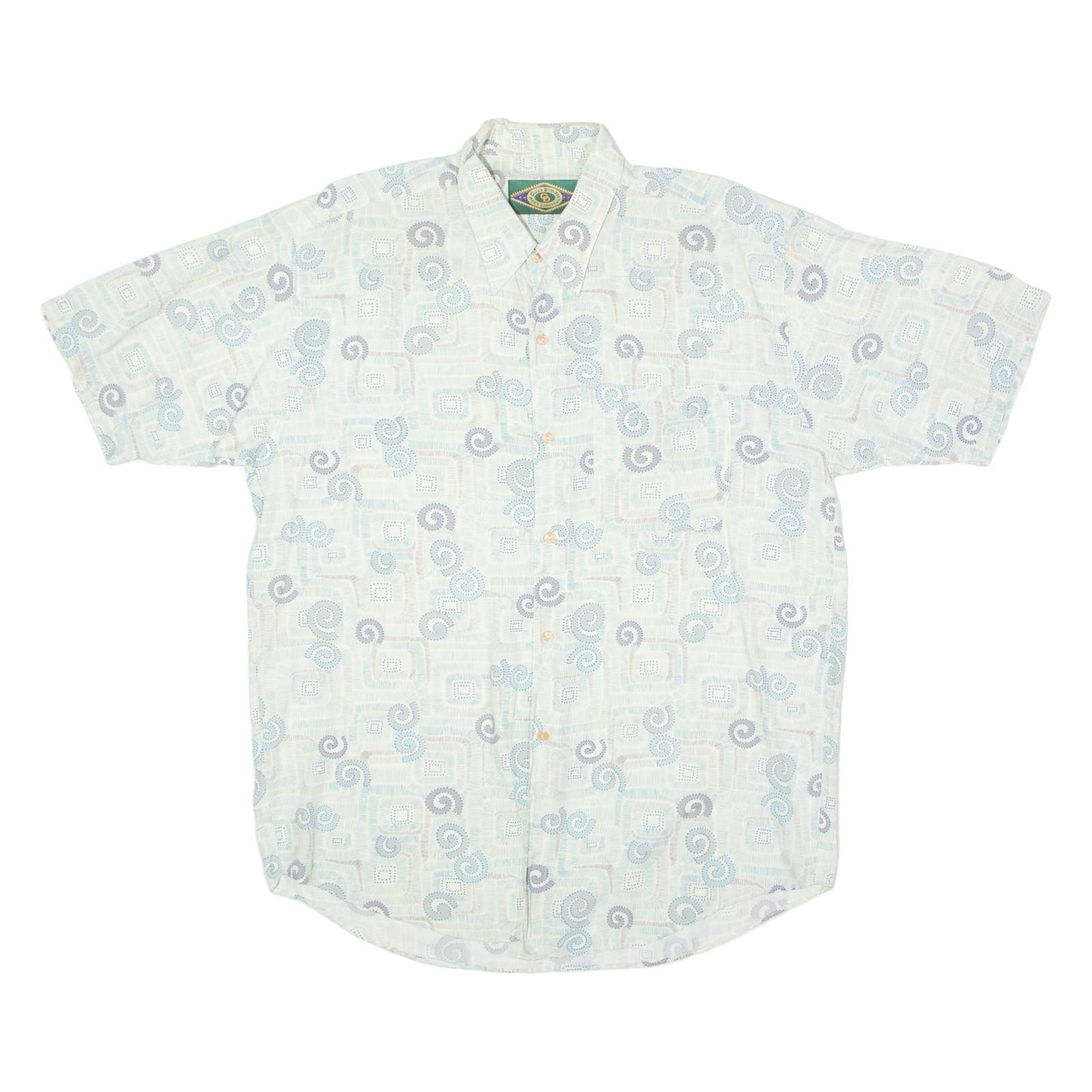GUY'S DIMPLE Mens Shirt Blue 90s Crazy Pattern XL