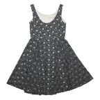 MONSOON Womens Black & White Floral Fit & Flare Cotton Dress UK 12 Sleeveless
