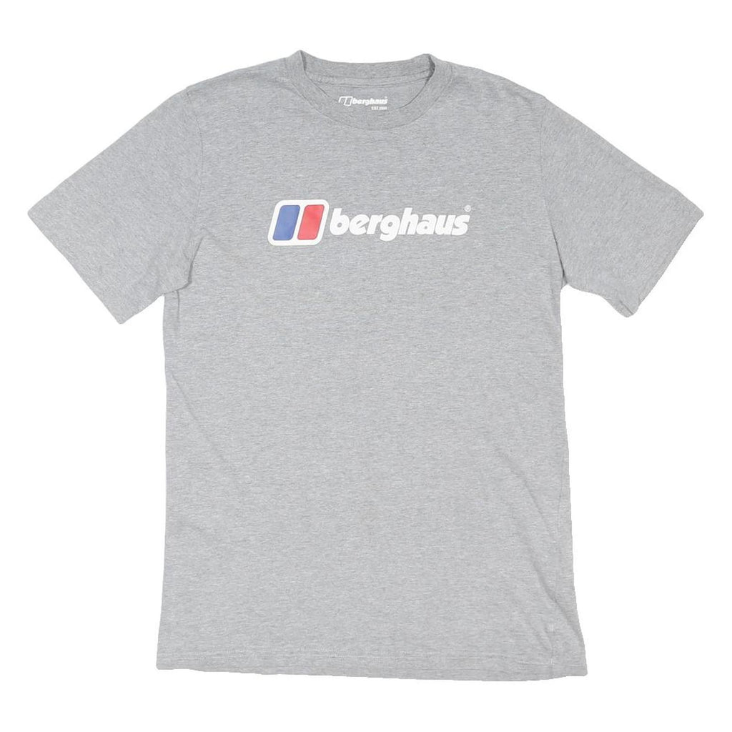 BERGHAUS Mens Grey Cotton Blend Graphic T-Shirt S Short Sleeve Crew Neck