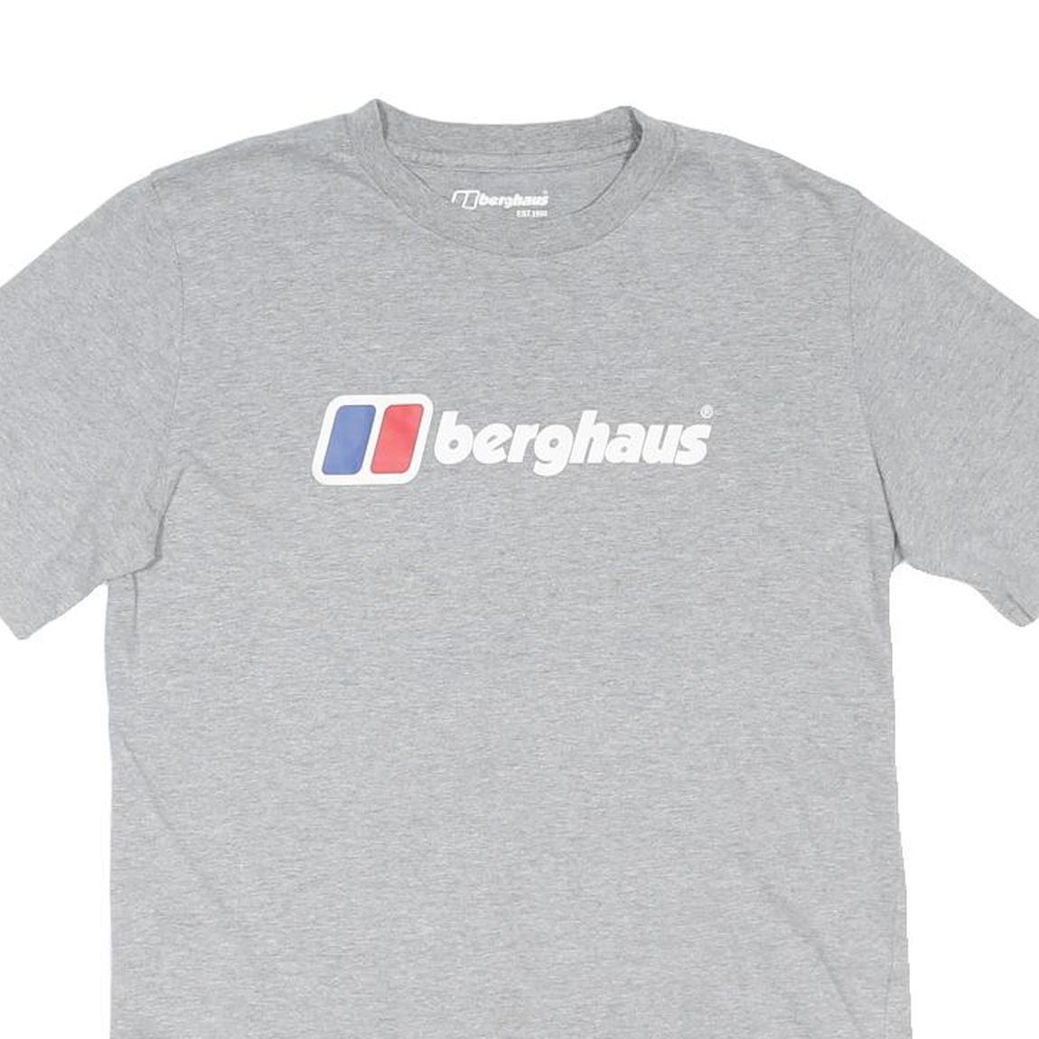 BERGHAUS Mens Grey Cotton Blend Graphic T-Shirt S Short Sleeve Crew Neck