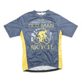 Mens Blue & Yellow Cycling Graphic T-Shirt M Short Sleeve Crew Neck Old Man