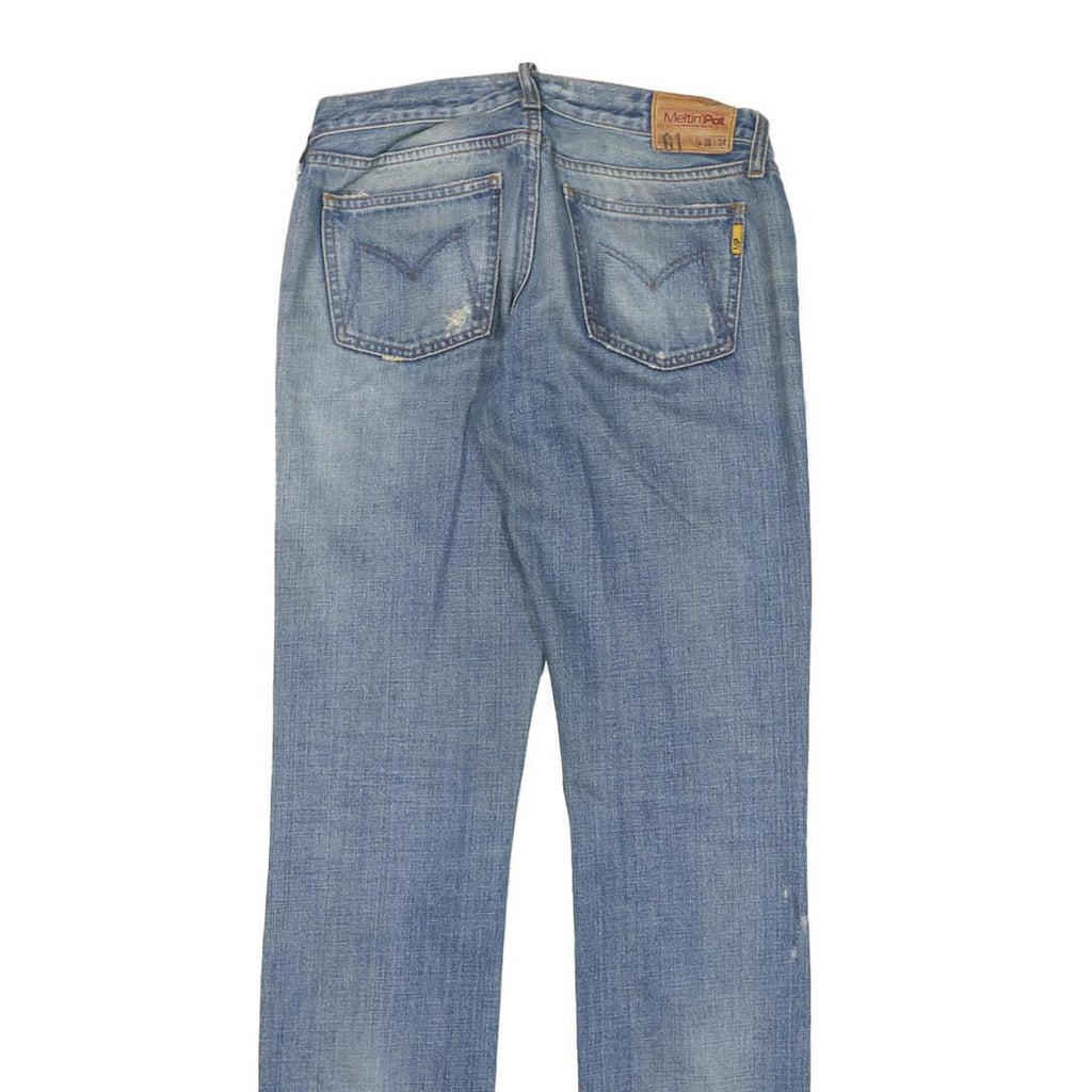 MELTIN POT Womens Regular Blue Denim Light Wash Jeans W28 L33 Casual Zip Fly