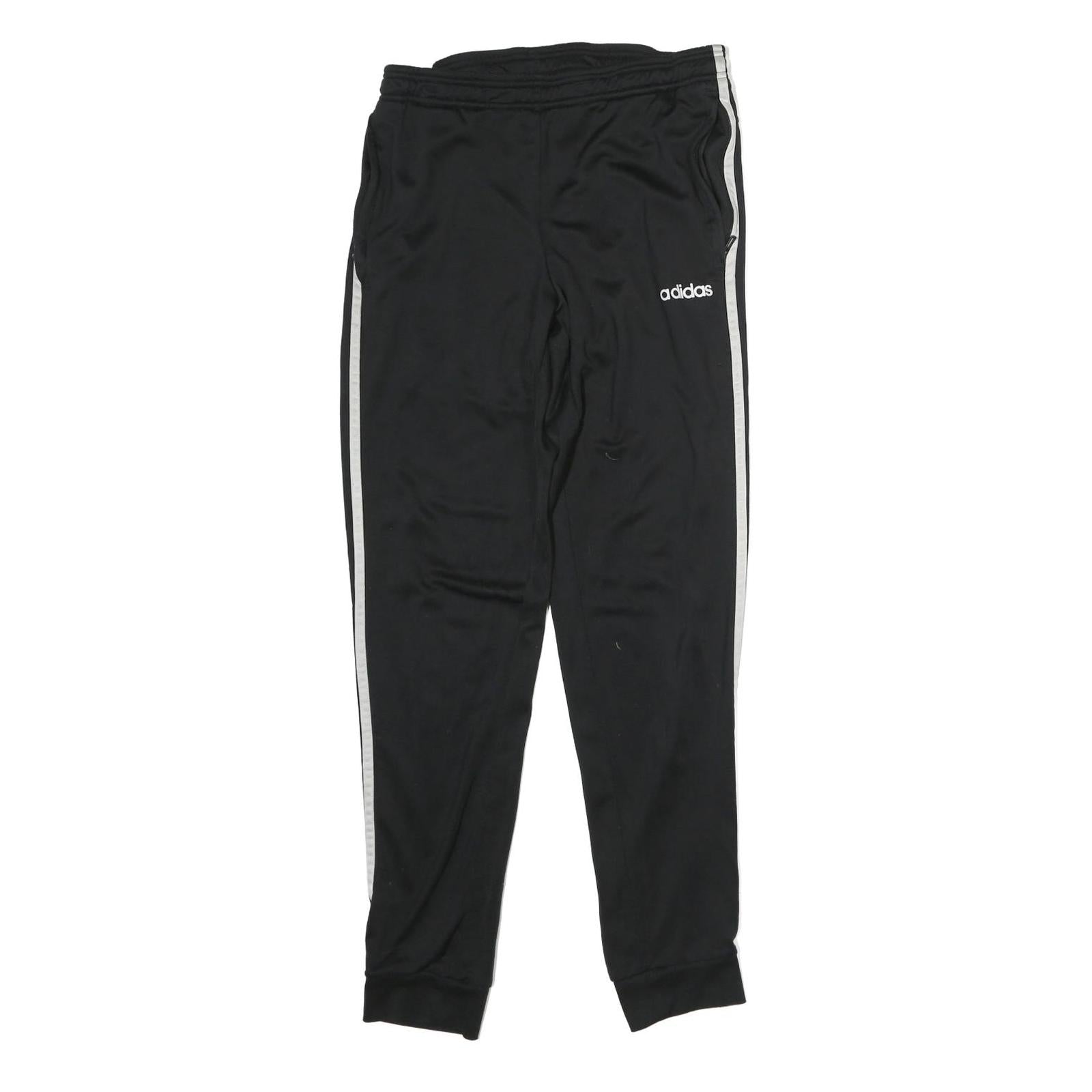 ADIDAS Mens Joggers Black White Slim Tapered S W28 L29 Three Stripes