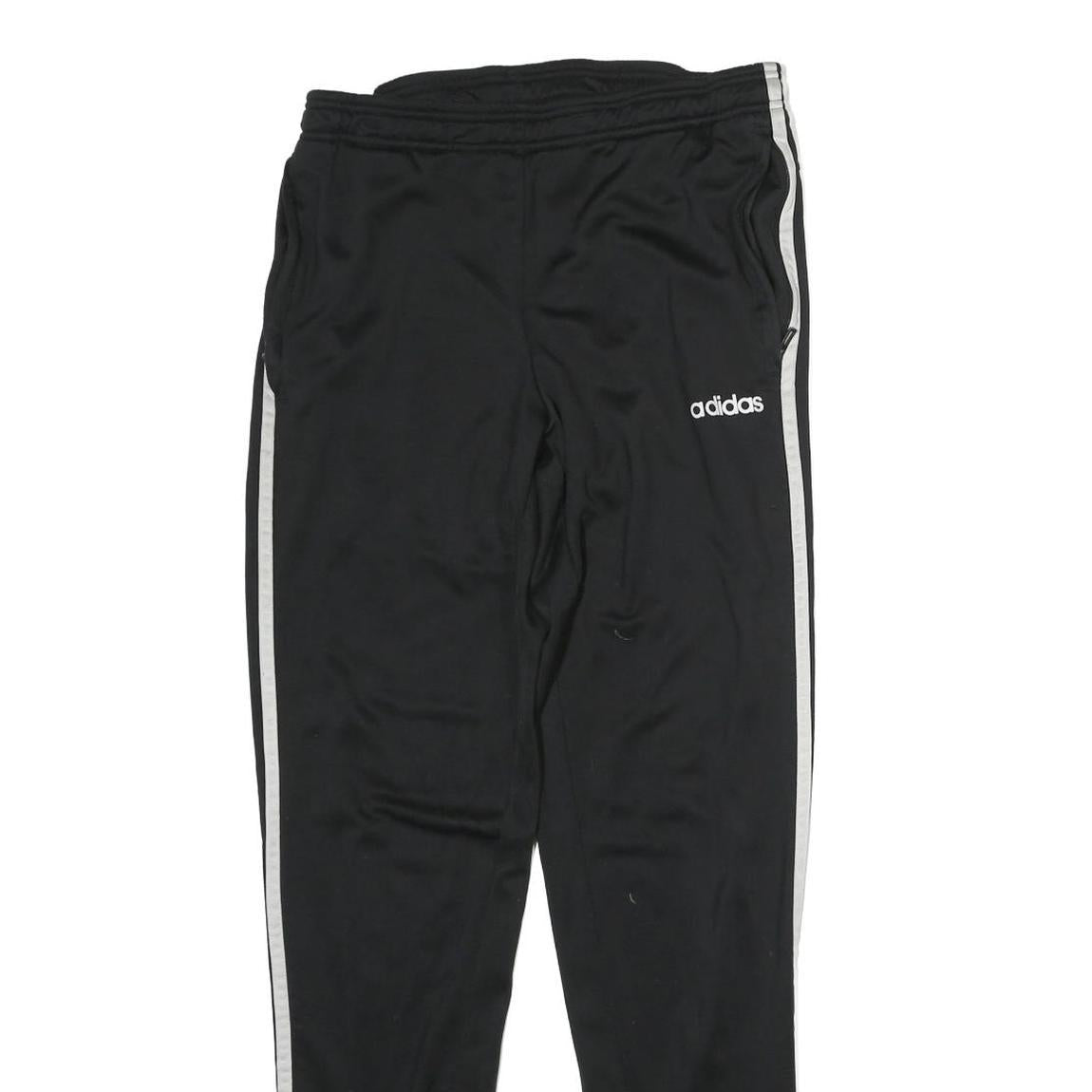 ADIDAS Mens Joggers Black White Slim Tapered S W28 L29 Three Stripes