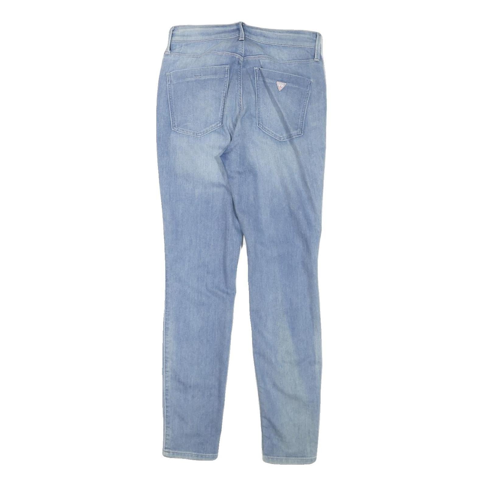 GUESS Womens Slim Light Blue Denim Jeans W28 L28 Stylish Zip Closure