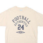 UMBRO Mens Cream Football Authentics Graphic T-Shirt L Short Sleeve Crew Neck