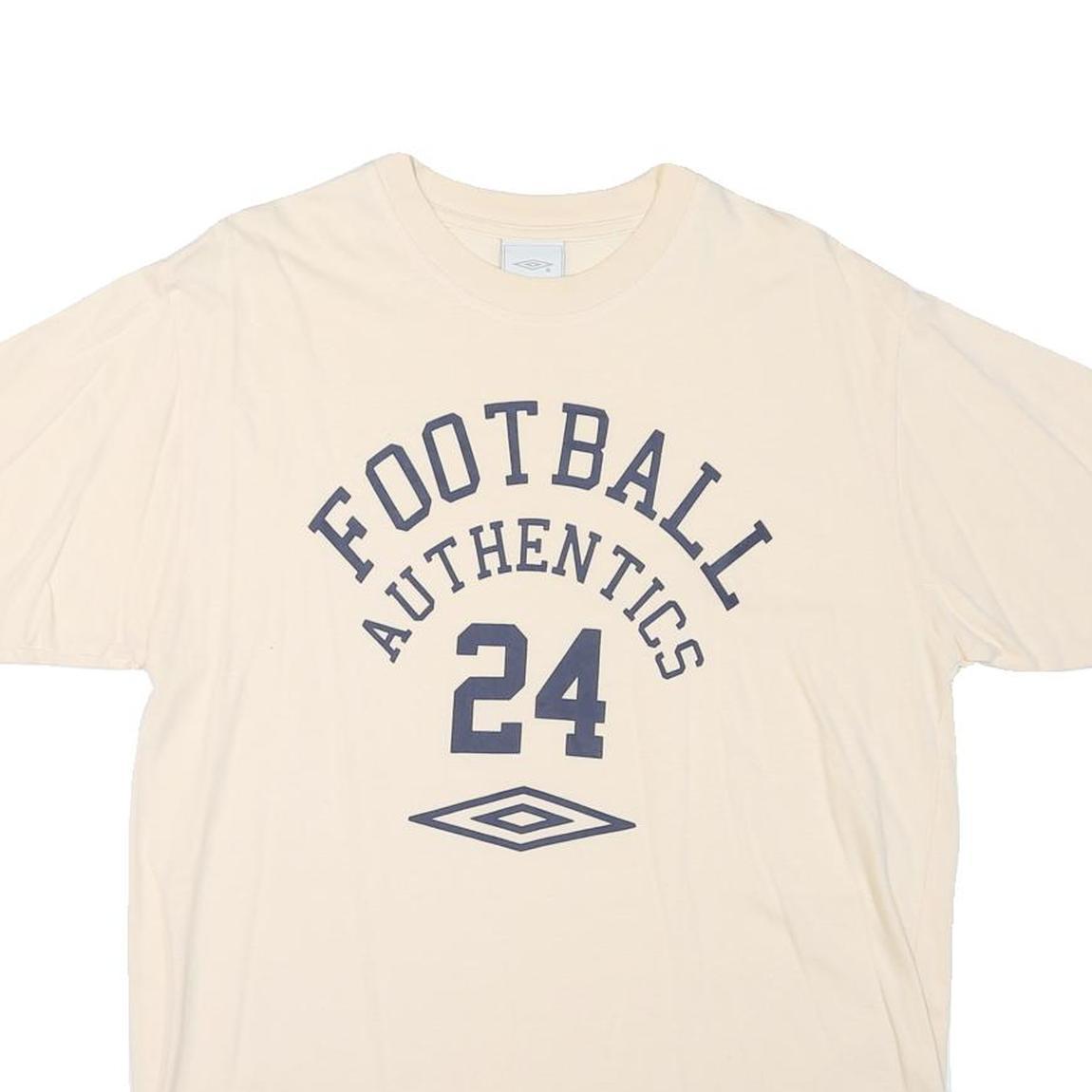 UMBRO Mens Cream Football Authentics Graphic T-Shirt L Short Sleeve Crew Neck