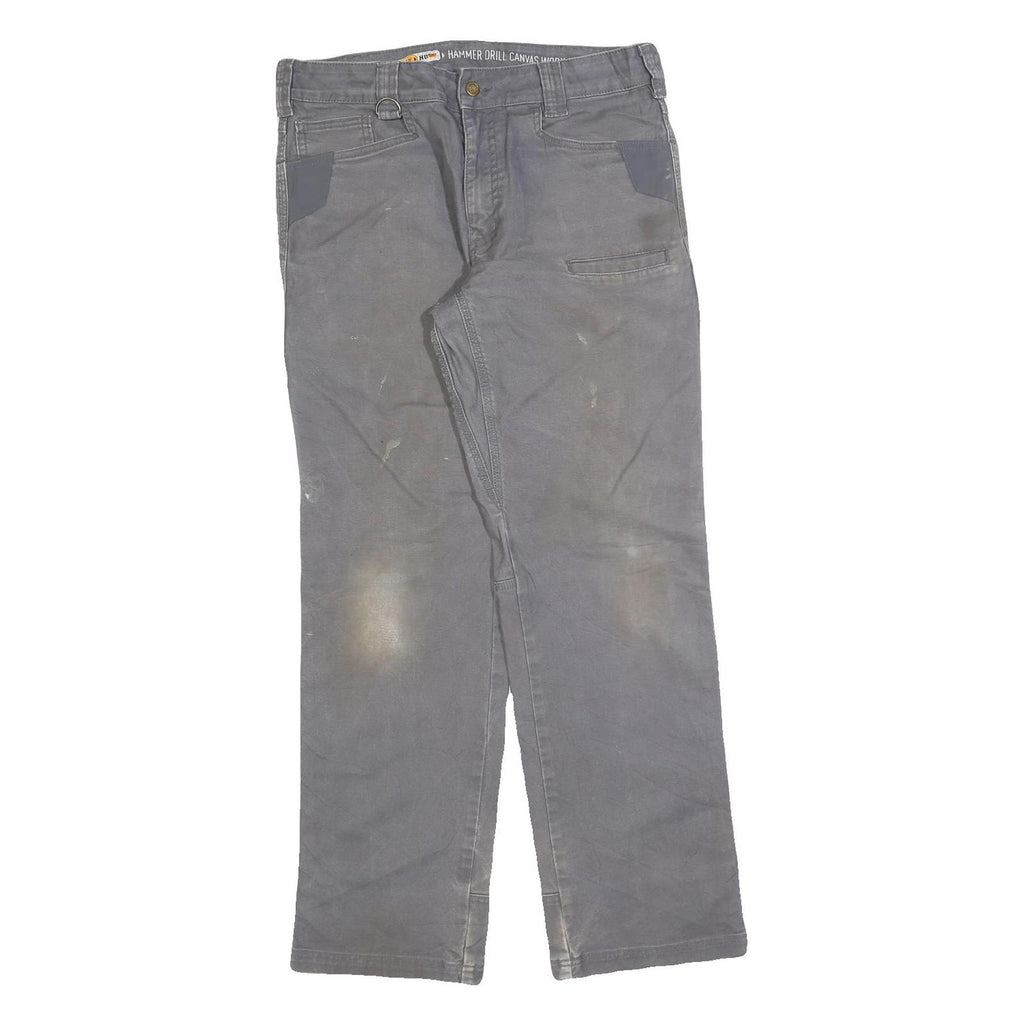 CARHARTT Mens Regular Fit Grey Denim Regular Leg W34 L32 Workwear Zip Closure
