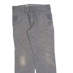 CARHARTT Mens Regular Fit Grey Denim Regular Leg W34 L32 Workwear Zip Closure