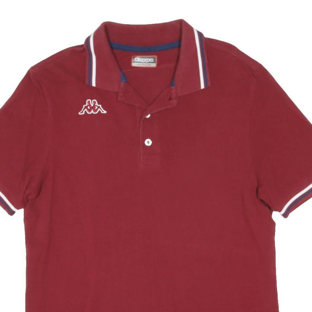 KAPPA Mens Red Short Sleeve Plain M Cotton Blend Casual Polo Shirt