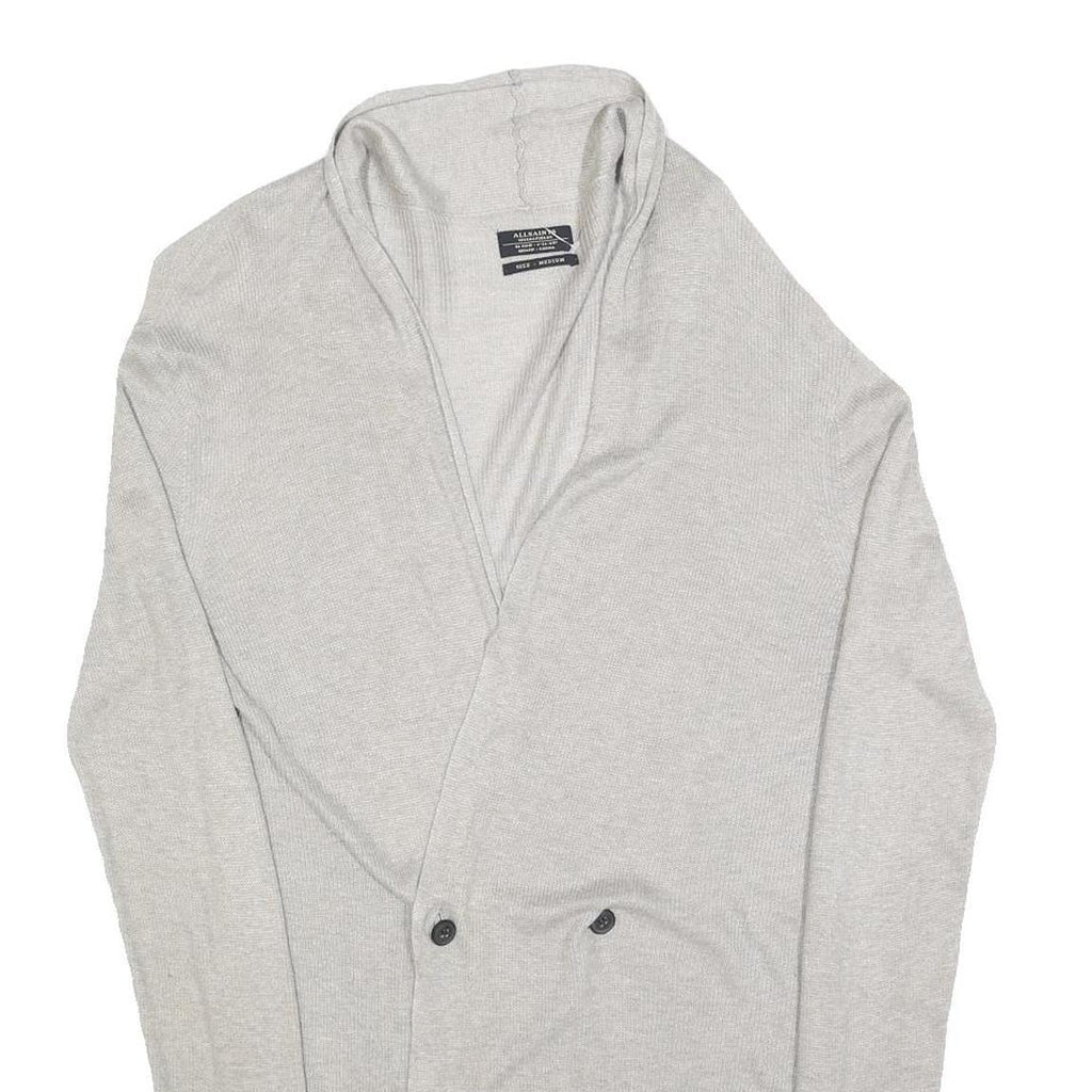 ALL SAINTS Womens Cream Cardigan Plain V-Neck Basic Knit M Linen Blend Stylish