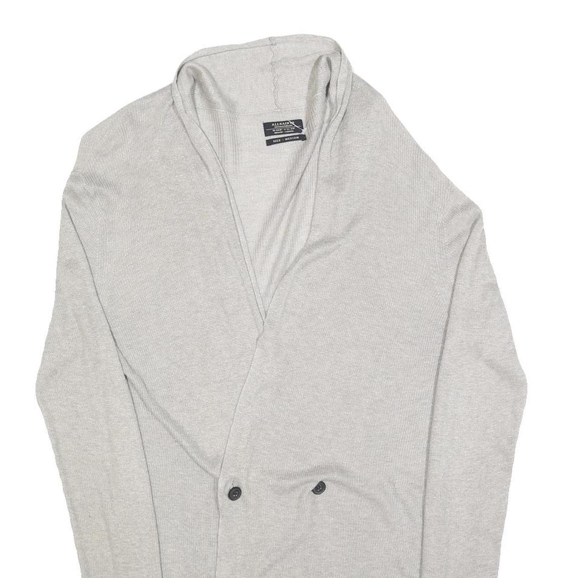 ALL SAINTS Womens Cream Cardigan Plain V-Neck Basic Knit M Linen Blend Stylish