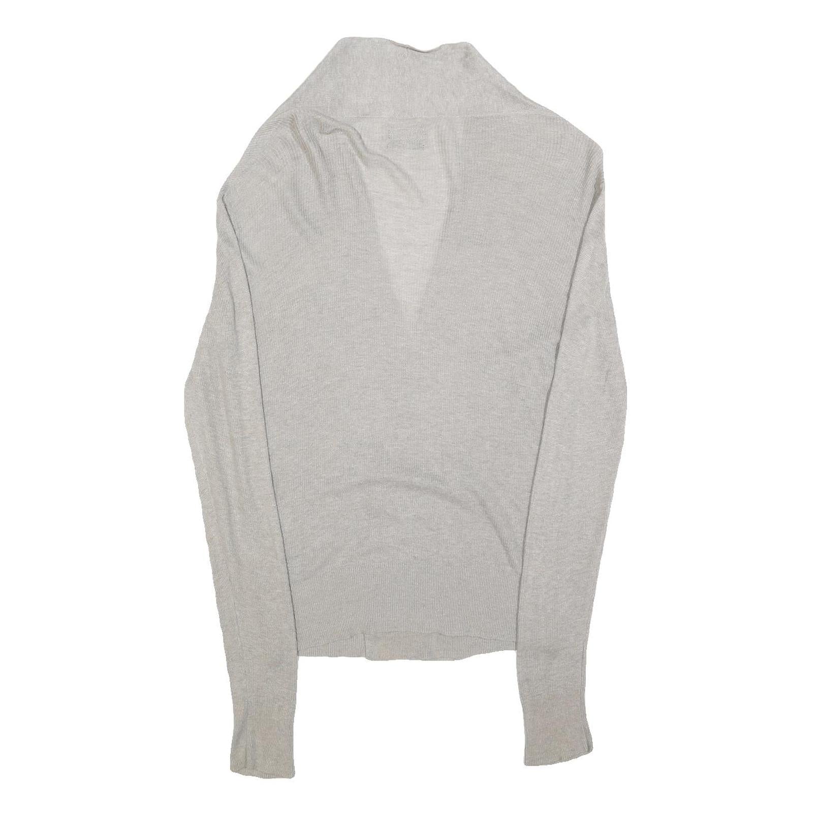 ALL SAINTS Womens Cream Cardigan Plain V-Neck Basic Knit M Linen Blend Stylish