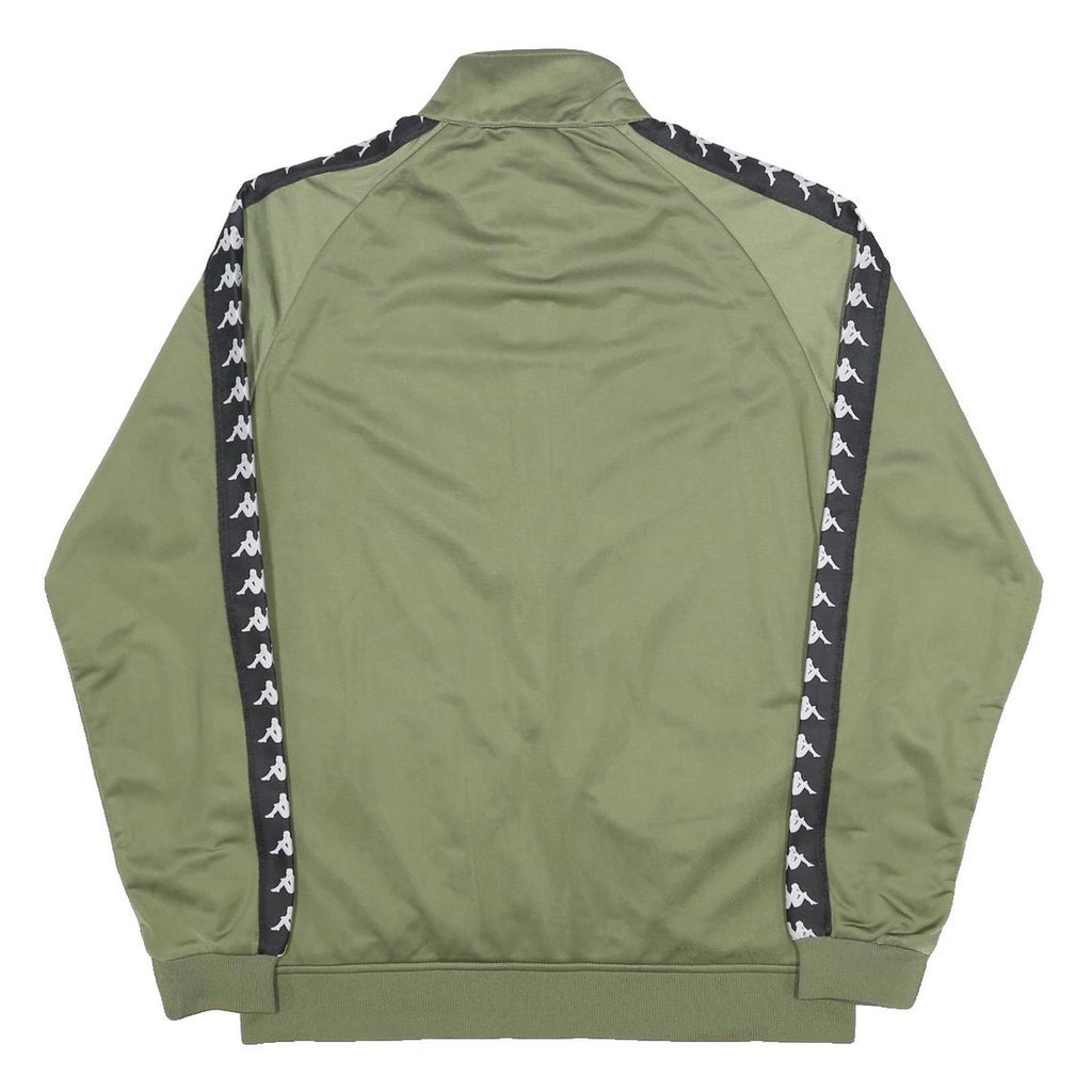 KAPPA Mens Green & Black Logo Tape Track Jacket 2XL Polyester Zip-up Casual