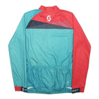 SCOTT Womens Red & Blue Cycling T-Shirt L Long Sleeve Zip Neckline Sports