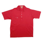 CROSS CREEK Mens Red Short Sleeve Plain L Cotton Polo Shirt Pocket Button